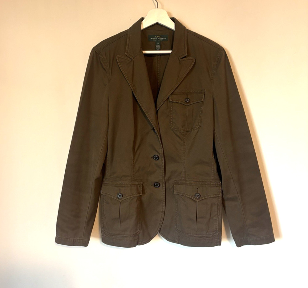 Ralph Lauren LRL Blazer Jacket XL Brown Buttons Womens
